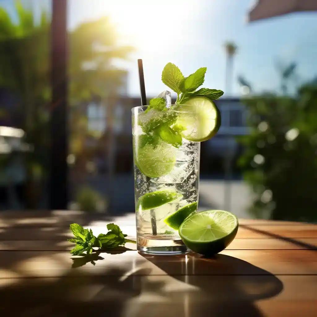 Mojito cocktail in sunlight